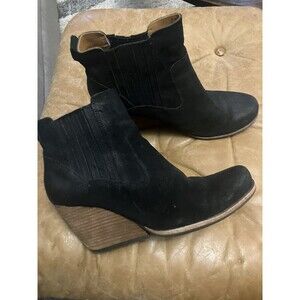 Kork Ease Boots Womens 8.5 Black SuedeLeather Ankle Booties Shoes Verdelet Wedge